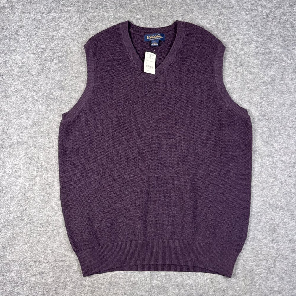 Brooks Brothers Sweater Mens Large Purple Cashmere Vest V Neck